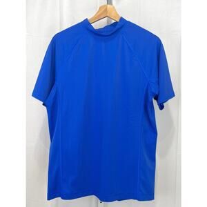 LANDS' END Boys Short Sleeve Swim Top UPF 50 Rash Guard Blue Size XL 18 20